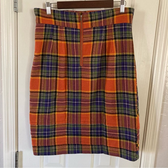 Plenty by Tracy Reese Vibrant Plaid  Wool Blend Multicolor Tulip Skirt Size 12 - Picture 2 of 8